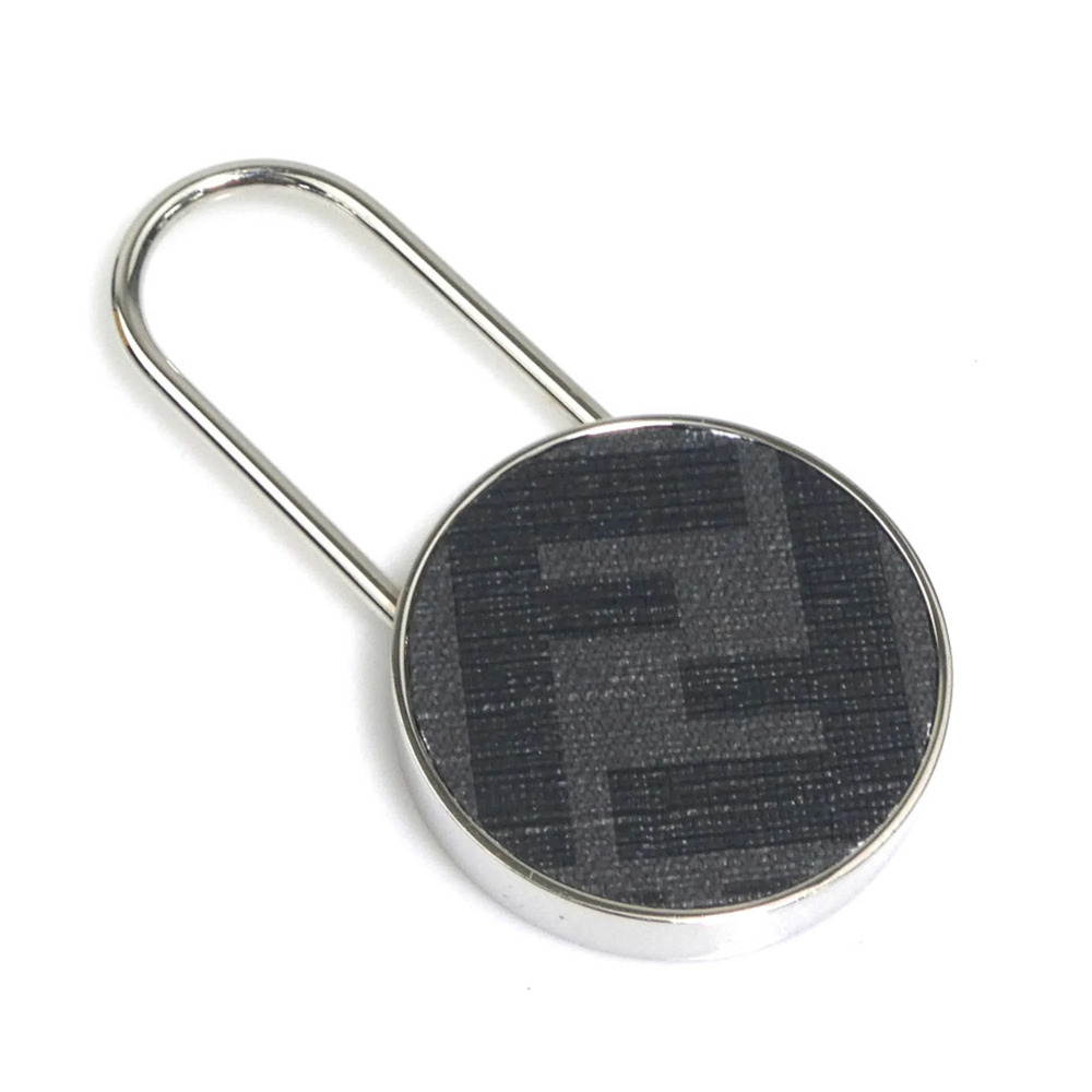 Fendi Zucca Metal Coated Canvas Charm, Silver Gray, Women's, h32567i